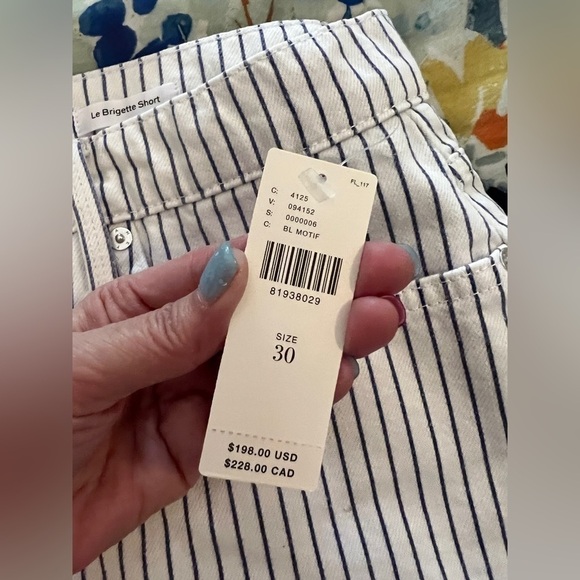 ANTHROPOLOGIE | FRAME 30 LE BRIGETTE JEAN SHORTS Blue Motif NWT - Picture 8 of 16